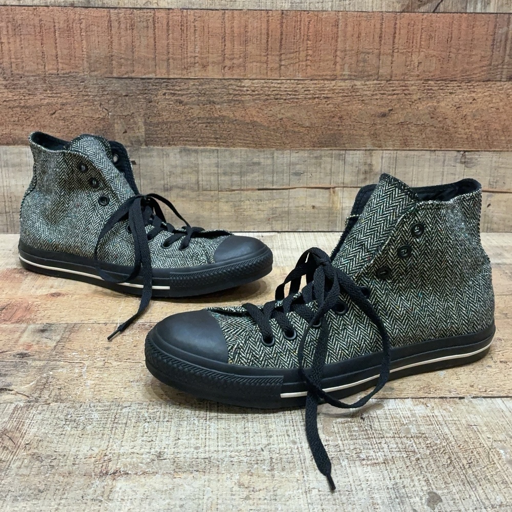Converse All Star Shoes Mens Size 10 44 Gray Herringbone High Top Casual Sneaker